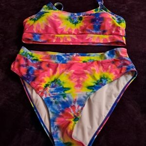 Two-Piece Tie-Dye Bathing Suit with Spaghetti Straps
